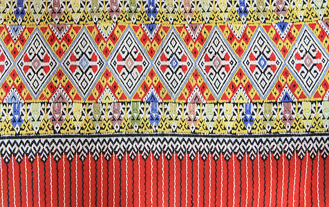 手工编织的泰文风格织布贴近纹理色调染料棉布丝绸纺织品墙纸传统织物民间衣服图片