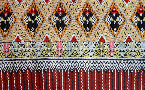 手工编织的泰文风格织布贴近纹理织物色调棉布染料墙纸纺织品民间丝绸衣服传统图片