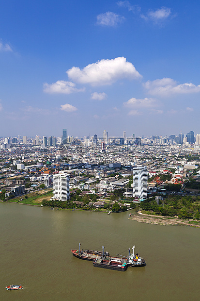 泰国曼谷市的景光泰国河川城景观建筑学城市基础设施建造天际酒店天空交通首都图片