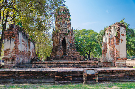 佛祖在泰国阿尤塔亚Ayutthaya旅游石头历史国王旅行天空背景图片