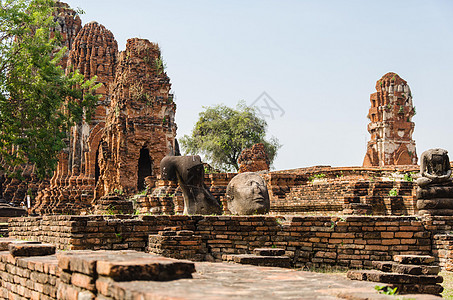 佛祖在泰国阿尤塔亚Ayutthaya国王旅游历史旅行石头天空图片