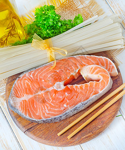 鲑鱼食物香菜柜台海洋餐饮盐渍产品牛扒鱼片橙子图片