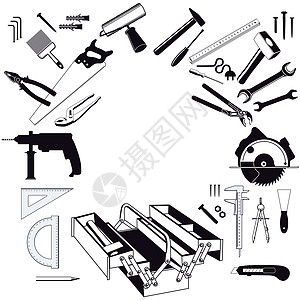 手动工具工具维修木工测量销钉建筑扳手机械画家钻头螺丝刀图片