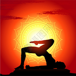 日落背景瑜瑜伽的矢量插图祷告元素环境肌肉设计身体冥想咒语活力娱乐图片