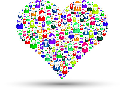 社会心脏人群插图网站心形网络电脑图标集友谊技术计算机背景图片