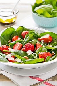 草莓沙拉营养绿色美味矿物敷料沙拉美食水果菠菜胡椒图片
