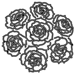 一大束玫瑰花 矢量玫瑰漩涡花瓣艺术装饰品分支机构黑色植物树叶叶子背景图片