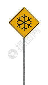 孤立的黄色驾驶警告警示牌雪片背景图片