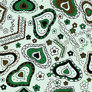 抽象绿色模式植物群黑色白色圆圈墙纸图片