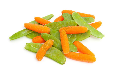 新鲜胡萝卜和雪豆蔬菜绿色豆子食物萝卜图片