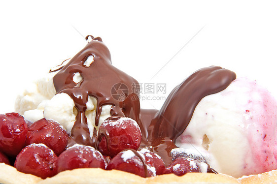 美味甜点的紧贴糖果水果奶油小吃敷料巧克力食物图片