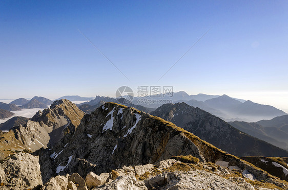 山脊山脉山峰全景荒野天空蓝色地平线悬崖风景国家图片