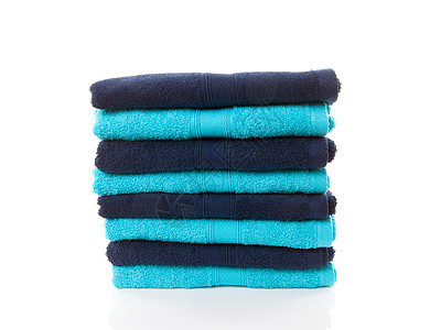 蓝色毛巾堆洗衣店浴室折叠图片