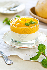 芒果酸奶热带奶油异国情调薄荷甜点食物营养饮食酸奶图片