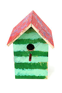 儿童画的多彩鸟屋艺术房子手工庇护所工艺图片