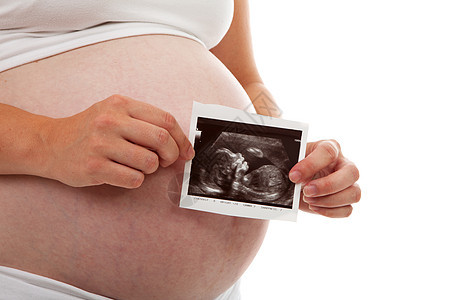 孕妇保持回声肚子母性怀孕母亲白色婴儿背景图片