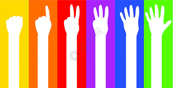 倒数从零到五红色橙子手臂蓝色绿色水平黄色条纹图片
