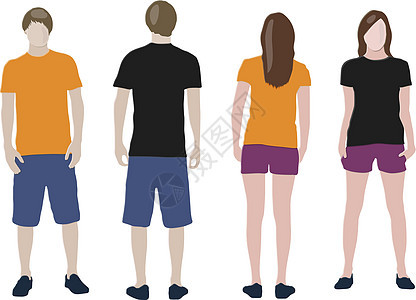 男性的黑色 橙色T恤衫设计模板前背店铺青少年运动空白男人衬衫坡度身体身份衣服图片