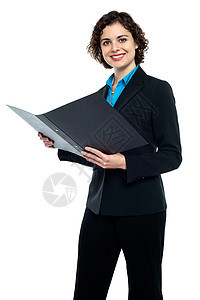 审查公司文件的商界女商务人士图片