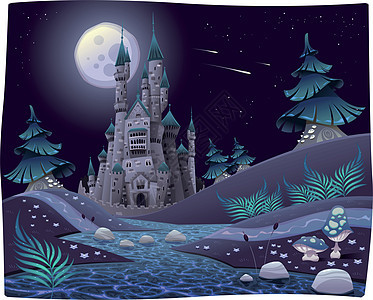 夜色的城堡全景图片