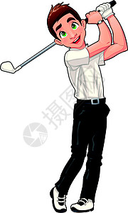 高尔夫球手微笑插图姿势男生孩子儿子锻炼漫画俱乐部运动图片