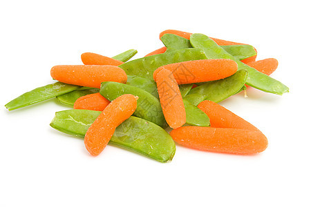 新鲜胡萝卜和雪豆萝卜绿色豆子食物蔬菜图片