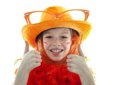 快乐的足球支持者锦标赛孩子们橙子配饰眼镜游戏圆形运动竞赛孩子图片