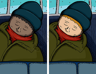 乘客在公共汽车上睡觉图片