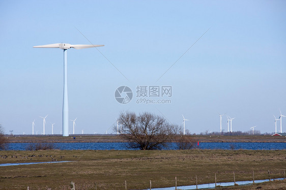 荷兰风力磨机力量旋转环境资源风车绿色活力涡轮天空图片
