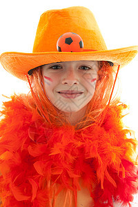 青年杜查足球支持者圆形帽子配饰游戏运动快乐孩子竞赛锦标赛橙子图片
