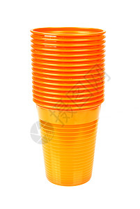 一系列橙色塑料杯眼镜玻璃塑料工作室器皿饮具集装箱橙子背景图片