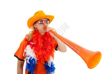 荷兰配有塑料伏杜兹拉的足球杯扇子蟒蛇游戏喇叭运动支持者音乐长笛女性帽子图片