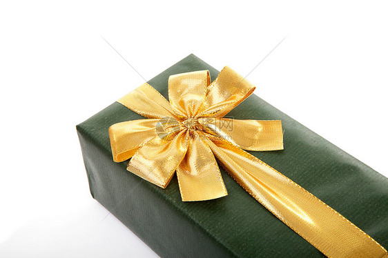 美丽包着的礼物庆典绿色惊喜生日金子图片