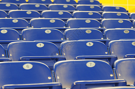 用于体育场座位的蓝色椅子音乐会运动竞技场站立建筑长椅游戏观众图片