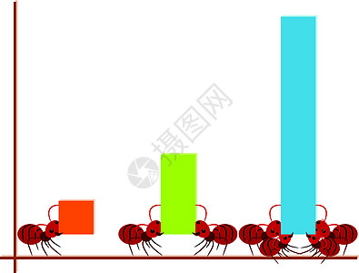 红蚁团队合作说明插图昆虫工作红色工人团体白色图片
