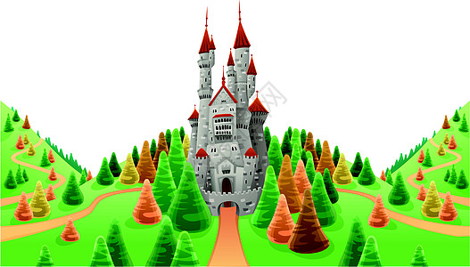 中世纪的城堡在陆地上图片