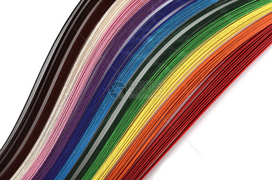 被波浪折叠的纸面纤维条的摘要设计光谱调色板饱和艺术花丝线条彩虹创造力活力蜡笔图片