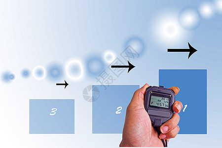 在抽象背景下手持手表 以抽象背景时间测量拇指速度竞赛手指商业记录跑步金属图片