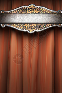 红色窗帘上的金属建造框架边界展示奖项艺术宣传歌剧仪式合金背景图片
