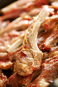 锅上烧烤的肋骨营养油炸食物盘子美味烹饪平底锅猪肉牛肉美食图片