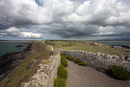 Llanddwyn岛 安格勒西海景海滩海岸风景灯塔天空晴天蓝色旅行海洋图片