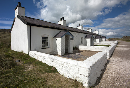 安格勒西Llanddwyn岛白色房子住宅建筑学旅行天空飞行员乡村财产建筑图片