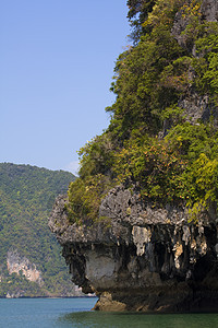 张恩加湾天空岩石石灰石蓝色热带放松异国旅行海岸岩溶图片