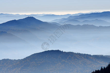 在山上季节绿色公园森林环境风景荒野薄雾波峰天气图片