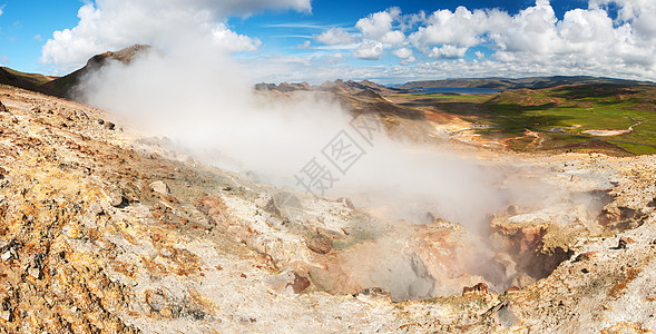 塞尔顿色调喷气地热火山爬坡地标土地天空矿物质土壤图片