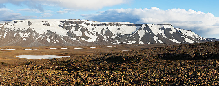 冰岛山丘冰帽风景火山岩石蓝色爬坡远景天空全景冰川图片