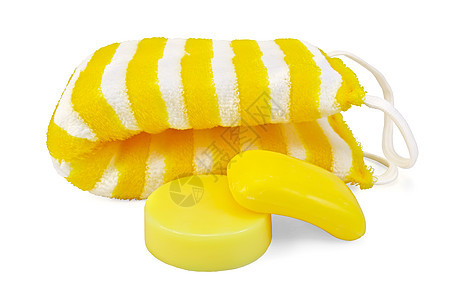 黄色肥皂和毛巾图片