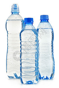 白上隔离的可塑矿泉水瓶瓶子生活食物口渴产品回收矿物塑料双酚蓝色图片