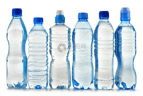 白上隔离的可塑矿泉水瓶双酚生活风险瓶子购物回收液体蓝色产品口渴图片