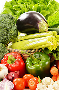 含有各种原蔬菜的成分水果杂货店胡椒绿色产品肥胖杂货洋葱厨房茄子图片